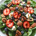 30-Minute Strawberry Spinach Salad with Blueberries, Pecans, Feta cheese, and a Balsamic glaze