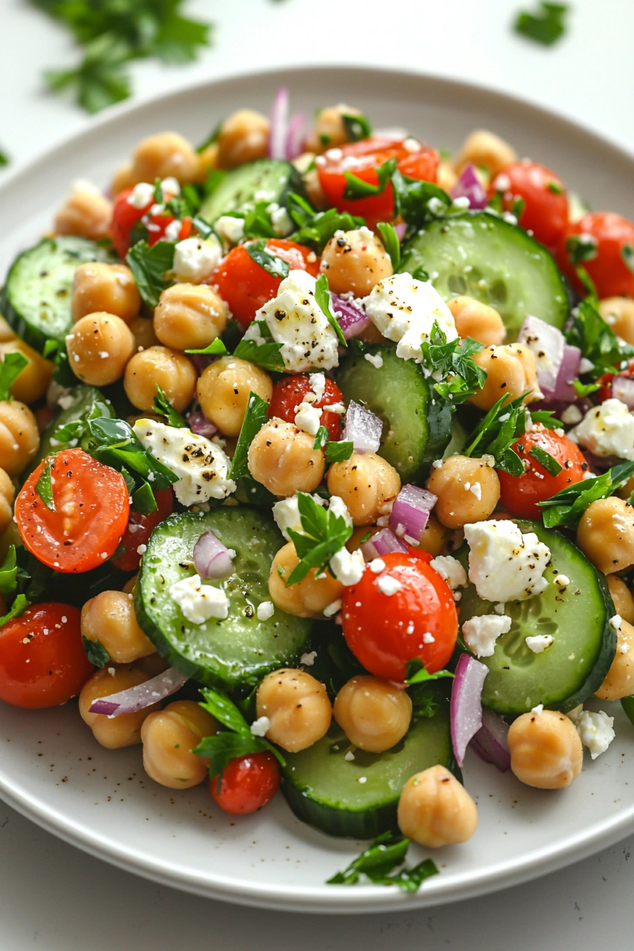 Best Chickpea Cucumber Feta Salad