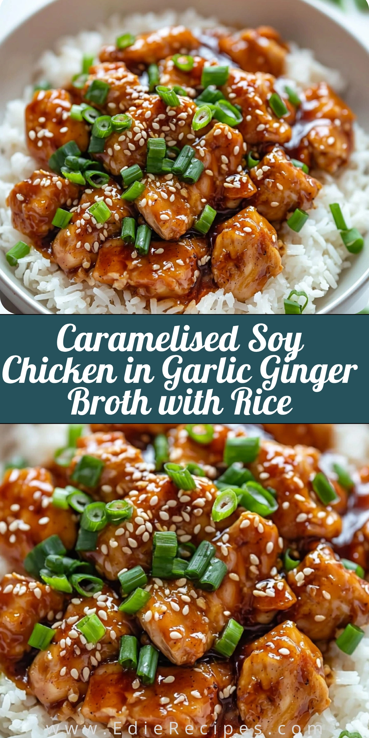 Caramelised Soy Chicken in Garlic Ginger Broth with Rice