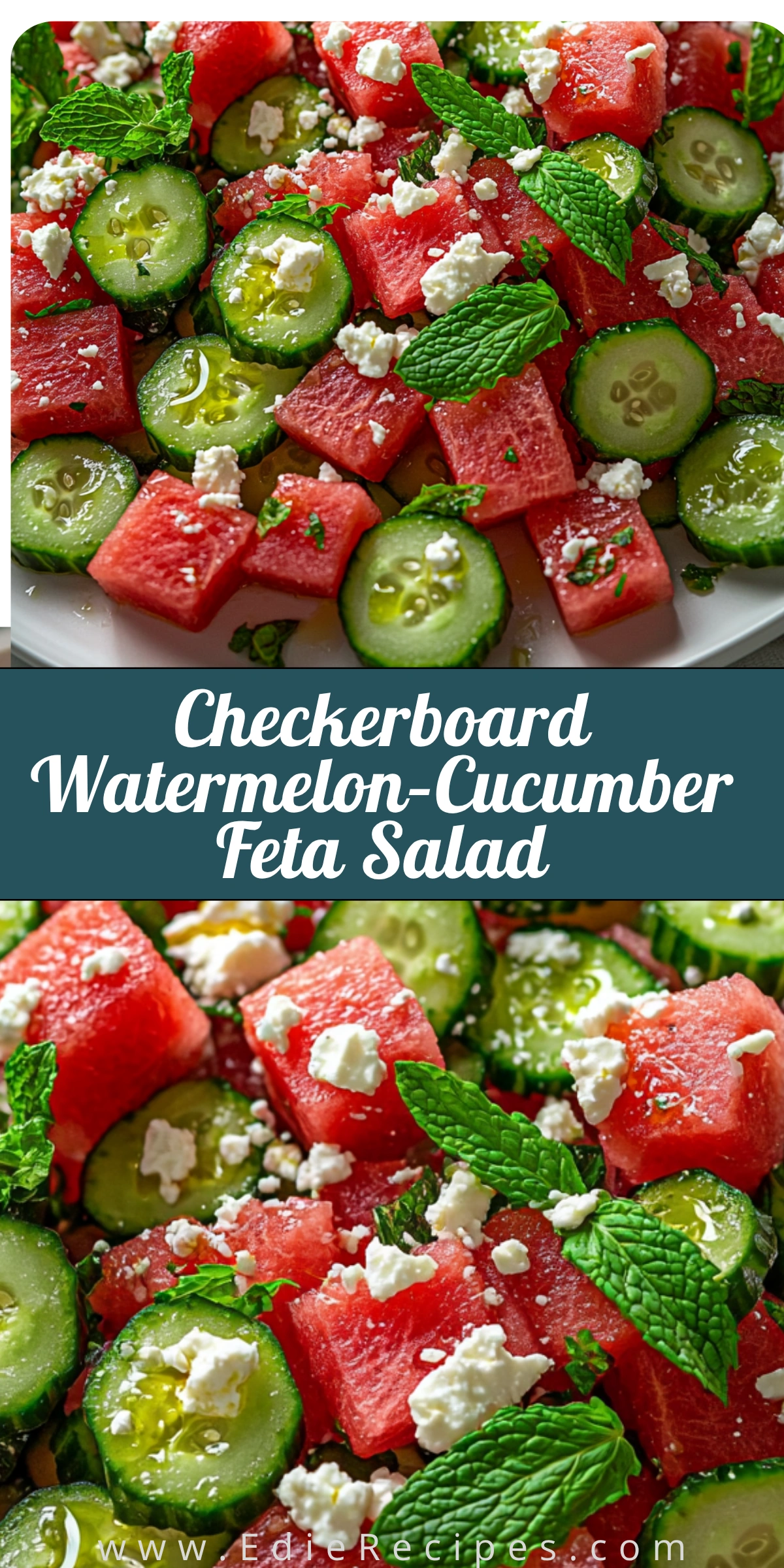 Checkerboard Watermelon–Cucumber Feta Salad