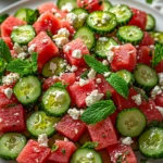 Checkerboard Watermelon–Cucumber Feta Salad