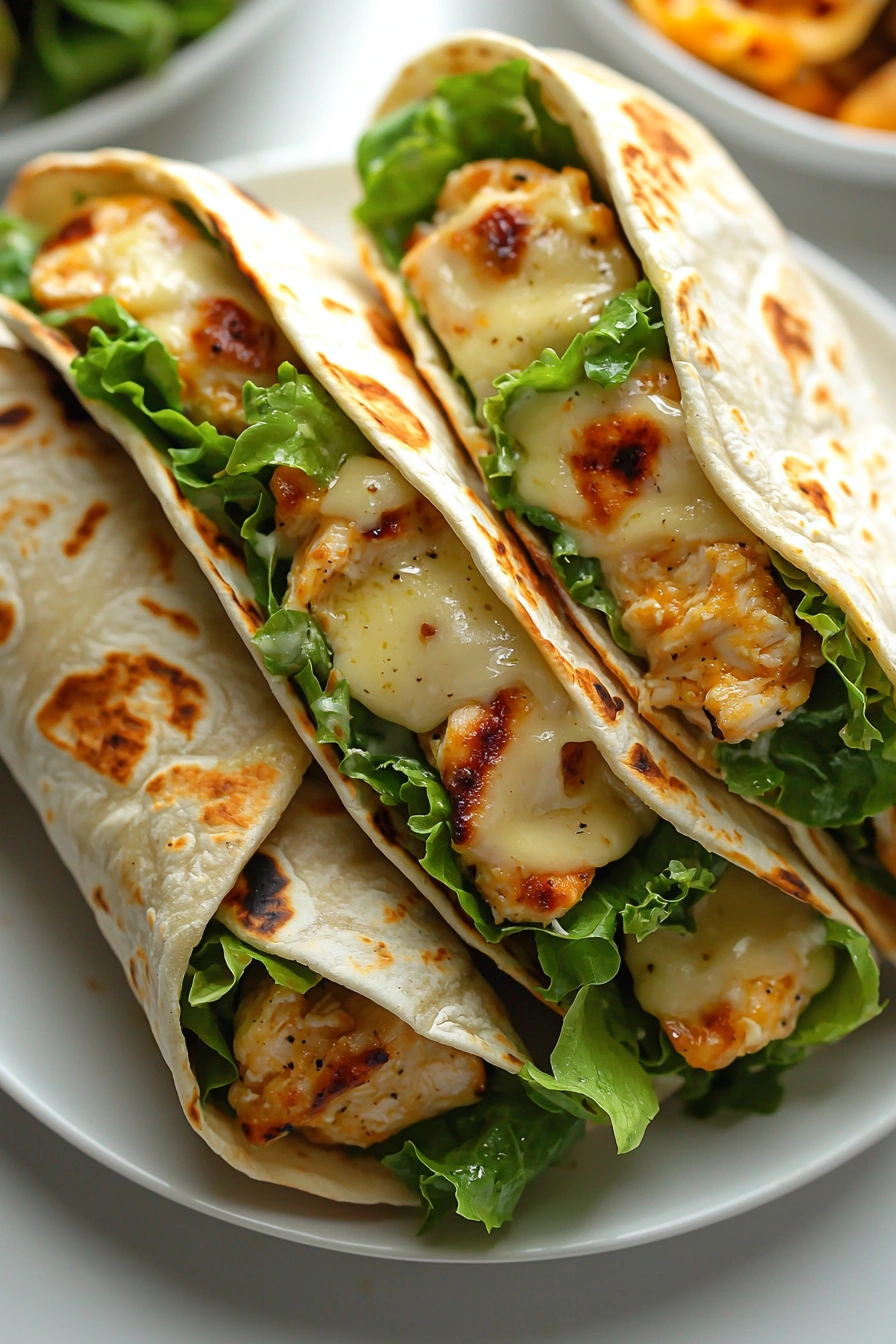 Cheesy Garlic Chicken Wraps