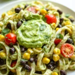 Creamy Avocado Dressing Pasta Salad with Black Beans & Corn