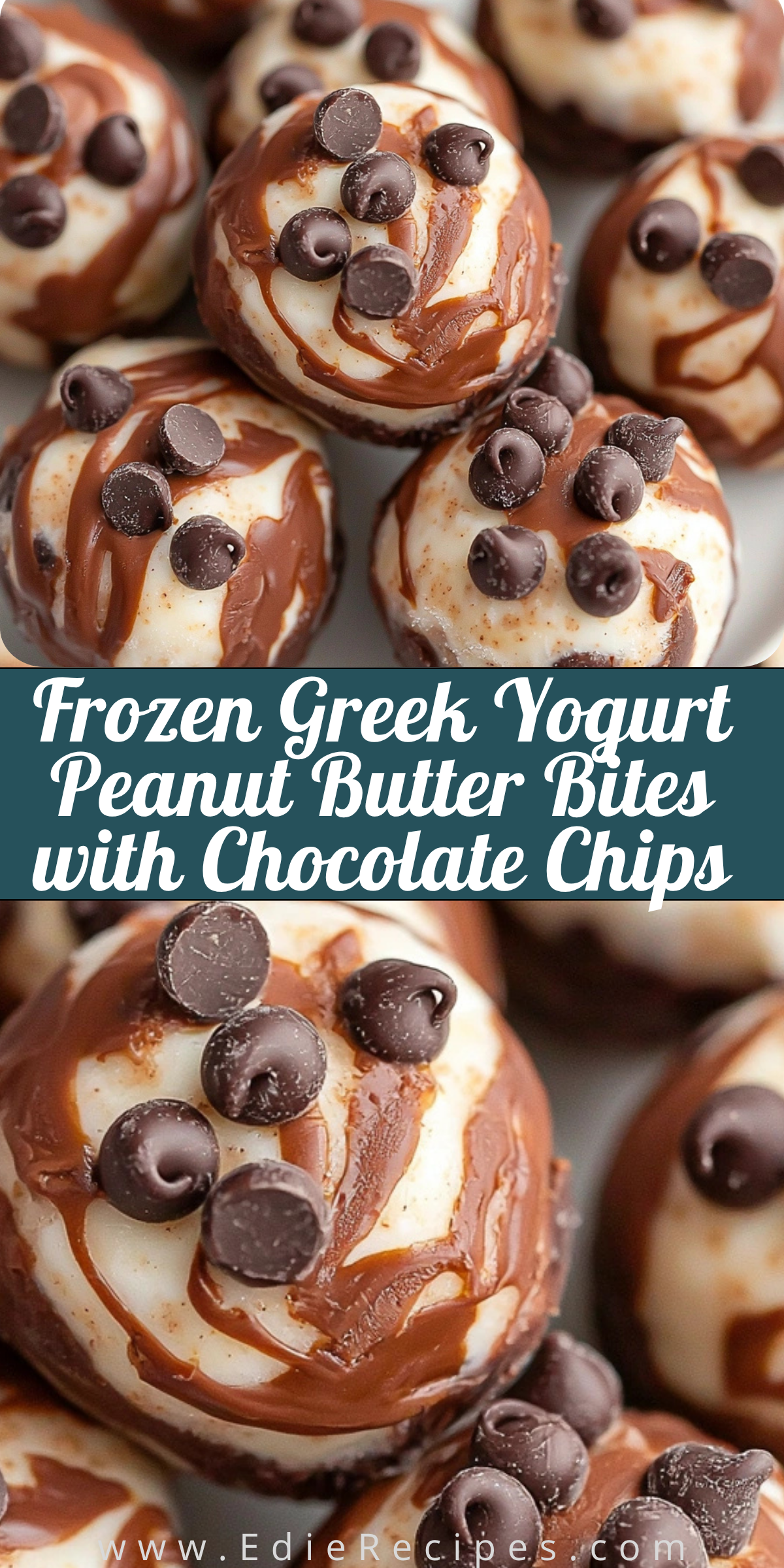 Frozen Greek Yogurt Peanut Butter Bites with Chocolate Chips