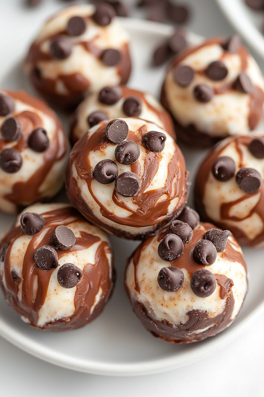 Frozen Greek Yogurt Peanut Butter Bites with Chocolate Chips