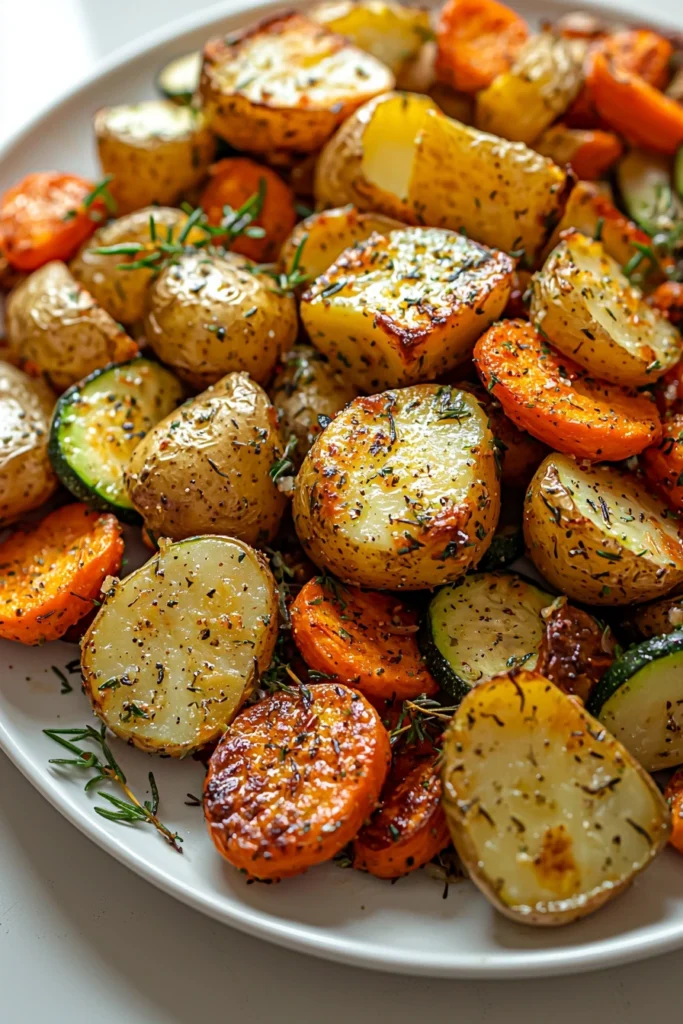 Garlic Herb Roasted Potatoes, Carrots, and Zucchini