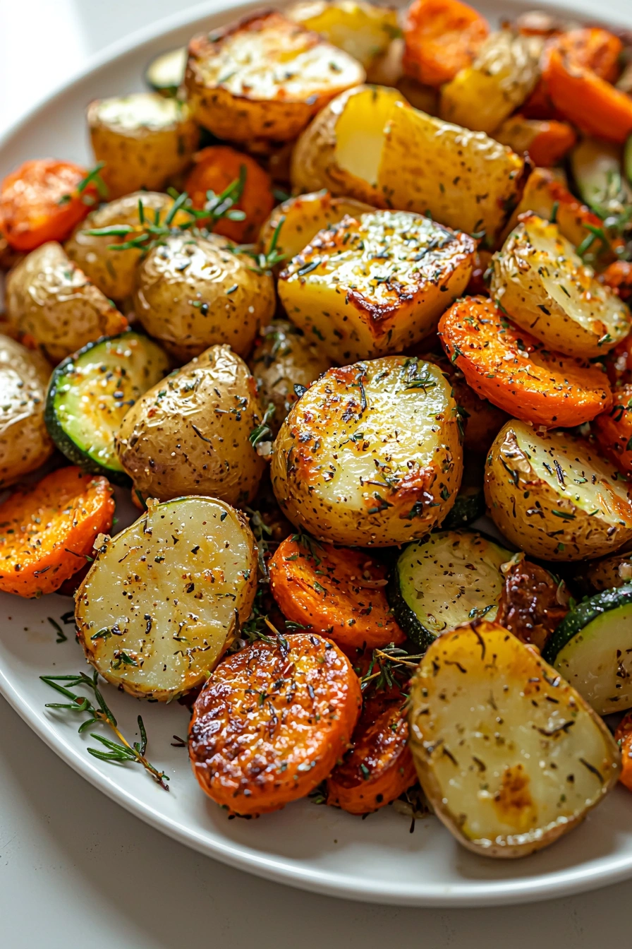 Garlic Herb Roasted Potatoes, Carrots, and Zucchini