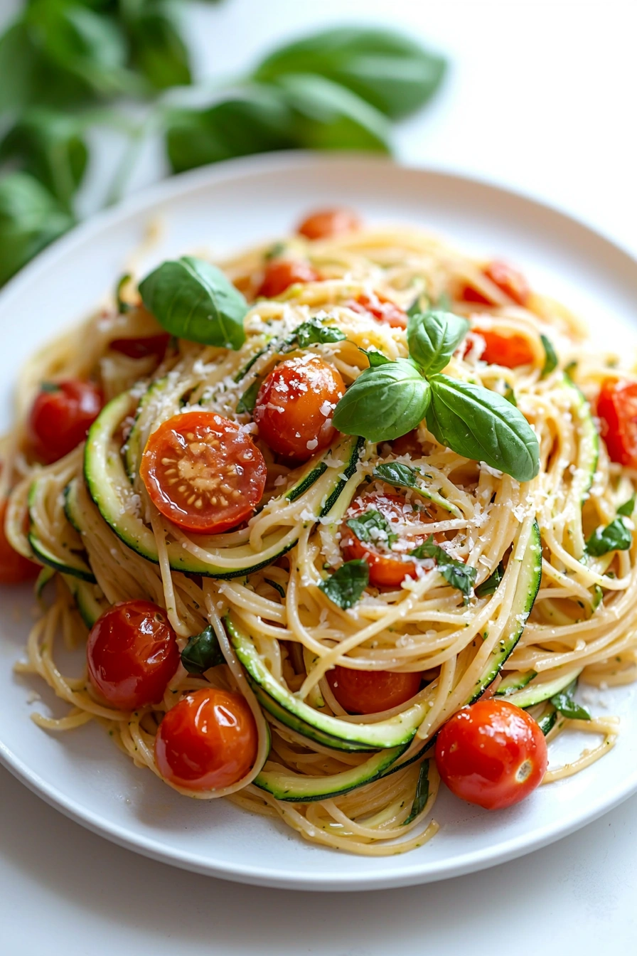 Healthy Tomato Zucchini Pasta