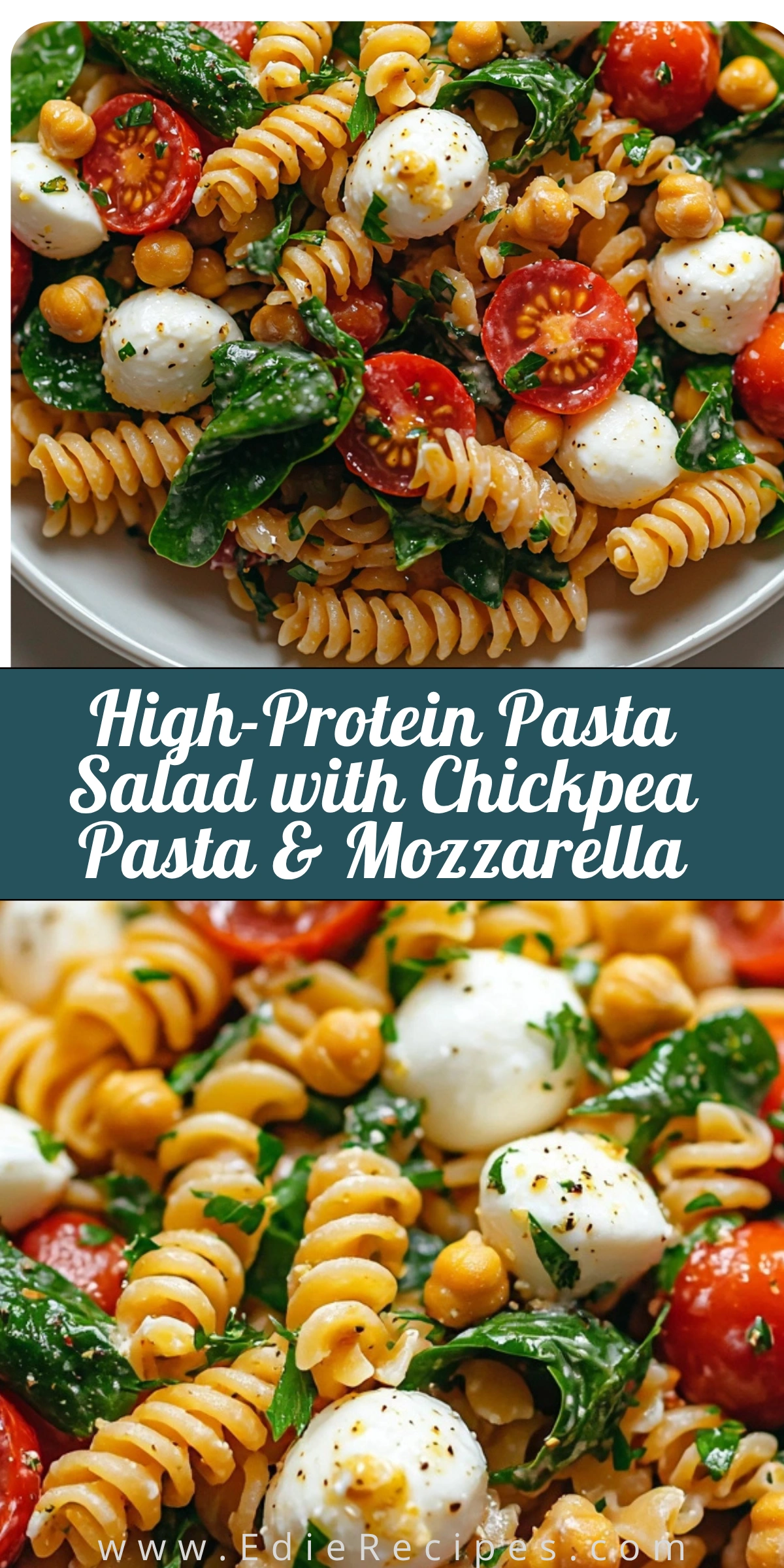 High-Protein Pasta Salad with Chickpea Pasta & Mozzarella