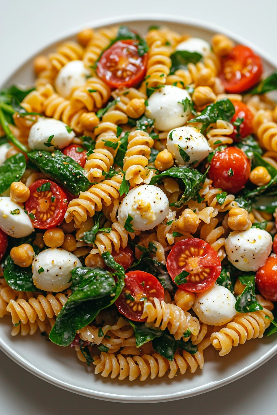 High-Protein Pasta Salad with Chickpea Pasta & Mozzarella