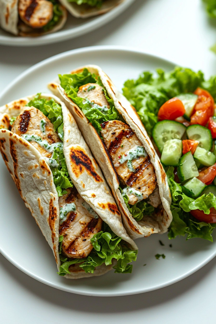 Kip Tzatziki Wraps with Cucumber Tomato Salad