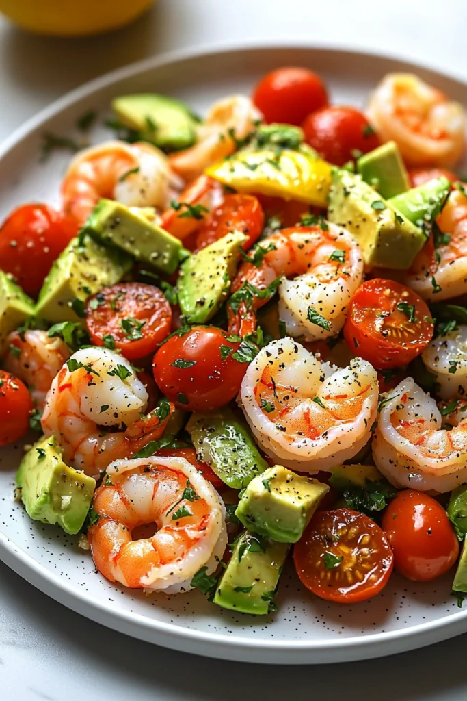 Lemony Shrimp, Avocado, and Tomato Salad