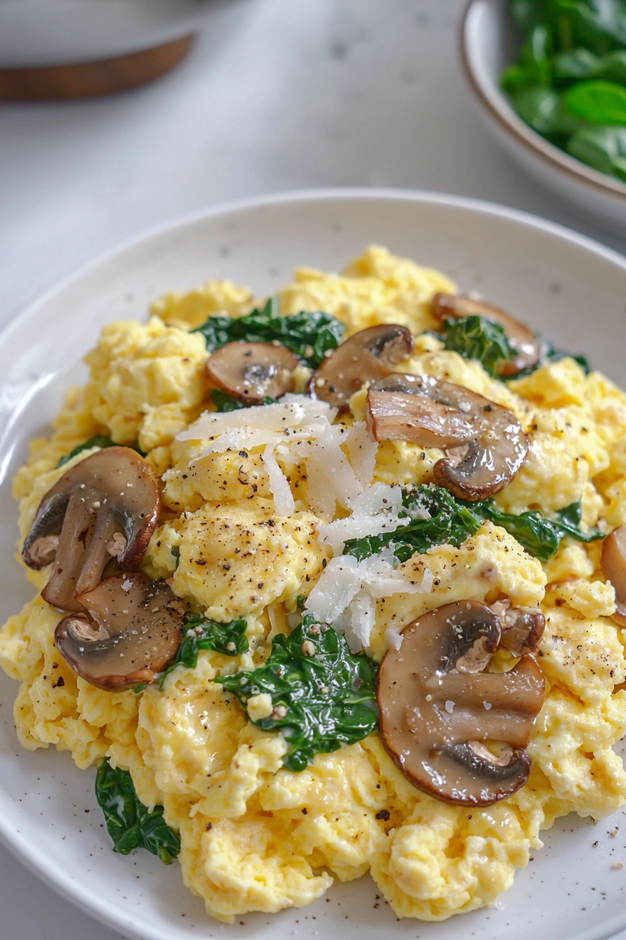Mushroom Spinach Scrambled Eggs