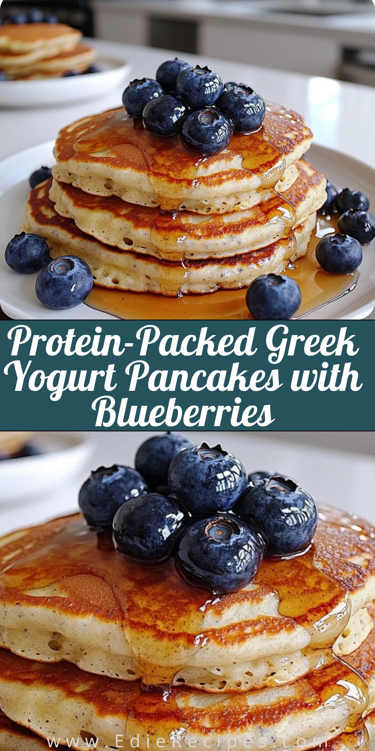 Protein-Packed Greek Yogurt Pancakes with Blueberries