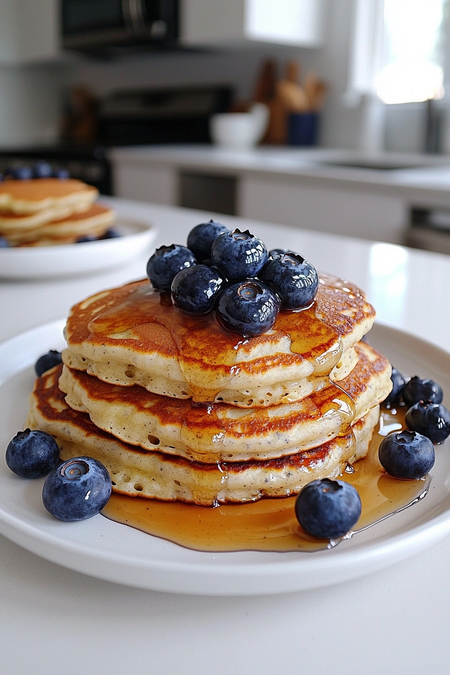 Protein-Packed Greek Yogurt Pancakes with Blueberries