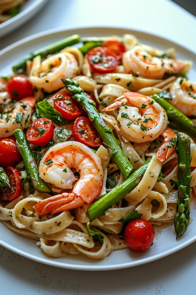 Shrimp Pasta Salad with Asparagus