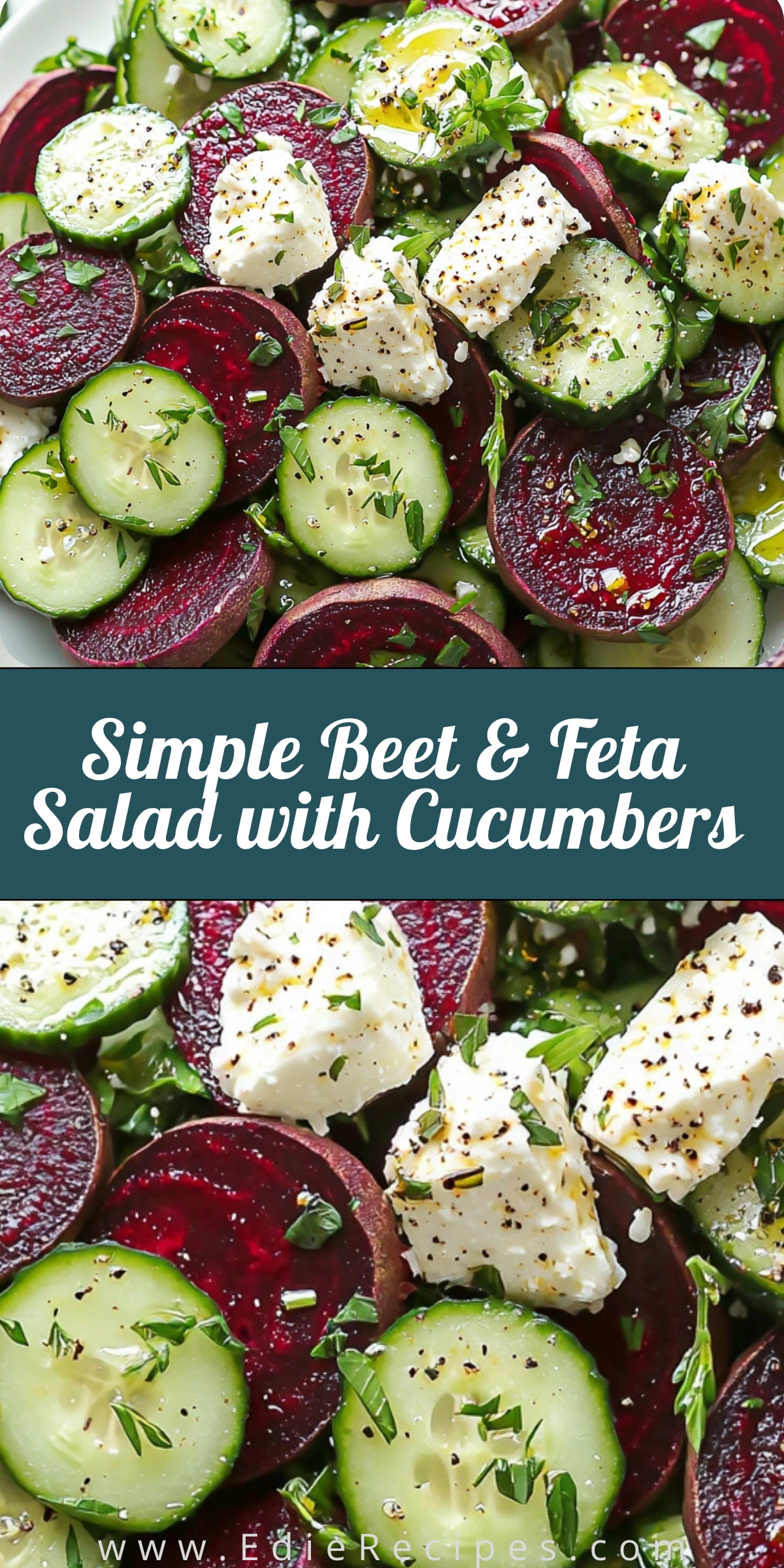 Simple Beet & Feta Salad with Cucumbers