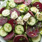 Simple Beet & Feta Salad with Cucumbers