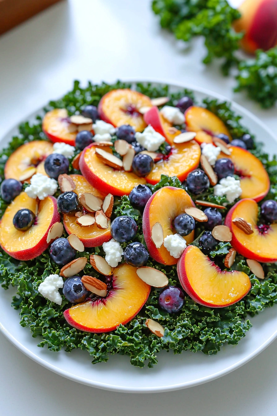 Summer Peach Blueberry Kale Salad