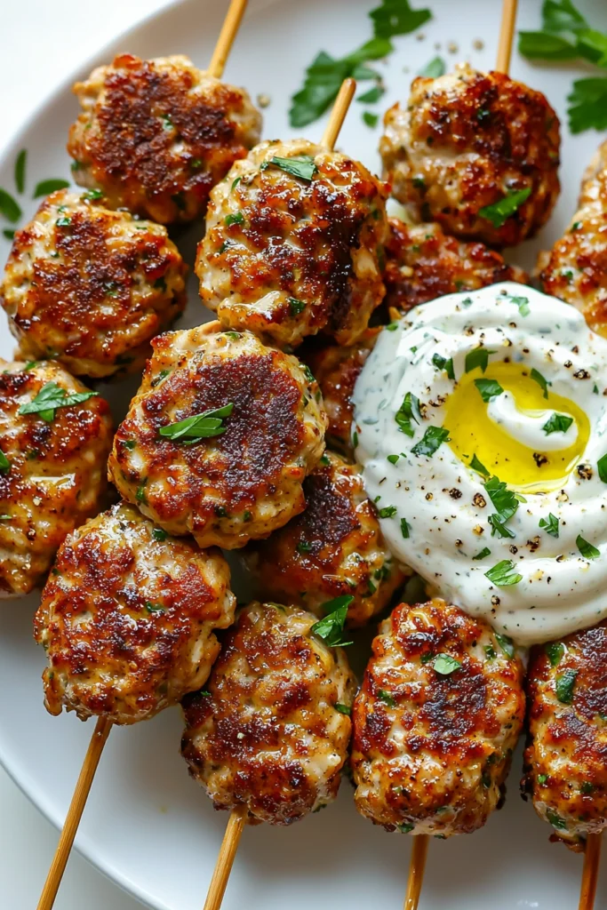 Chicken Kofta with Creamy Yogurt Sauce