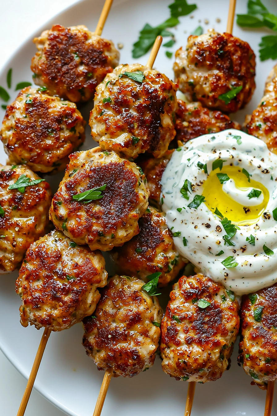 Chicken Kofta with Creamy Yogurt Sauce
