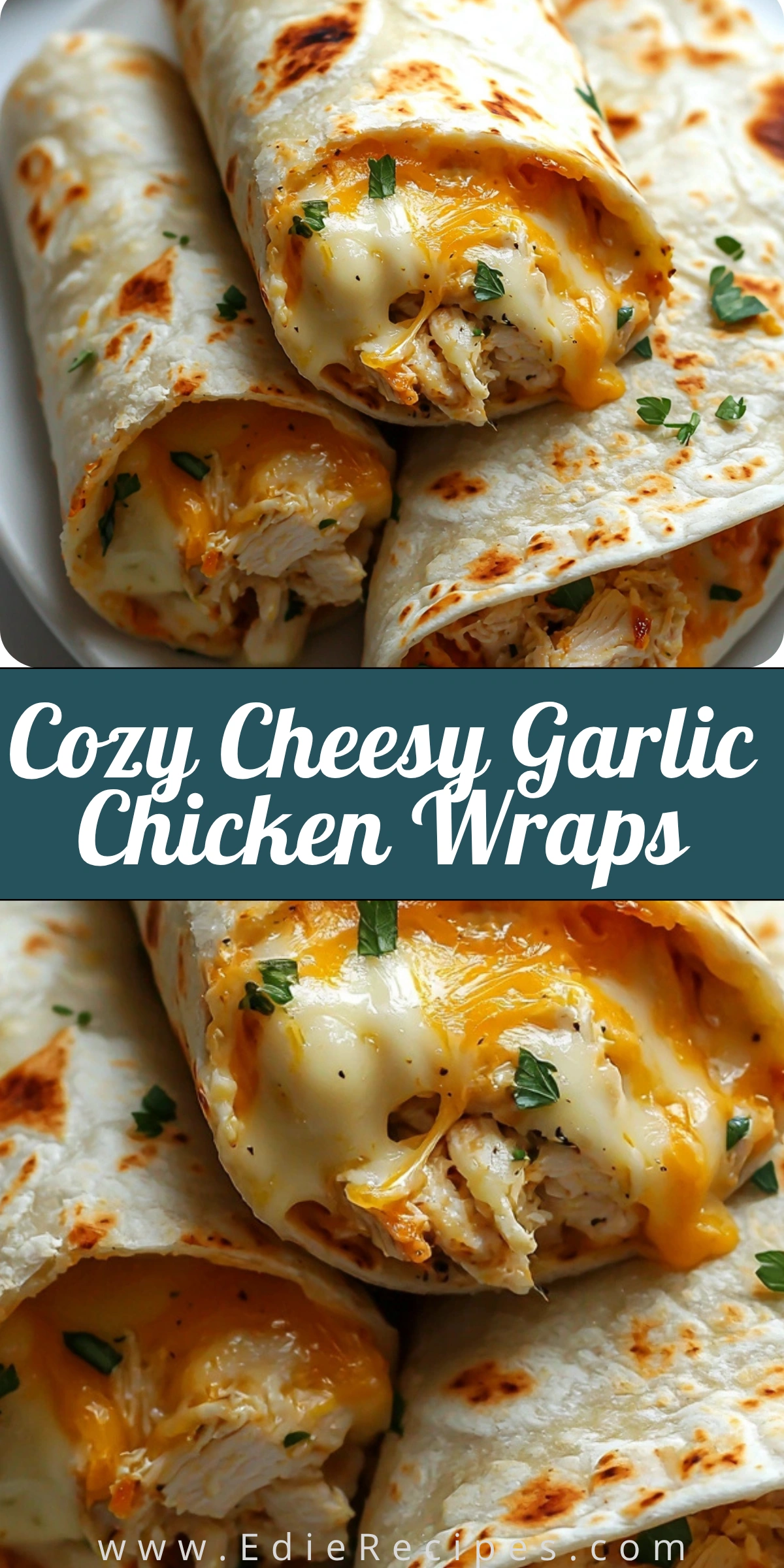 Cozy Cheesy Garlic Chicken Wraps