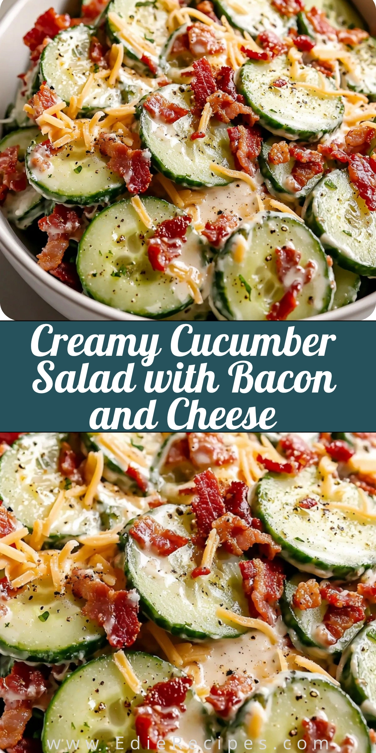 Creamy Cucumber Salad with Bacon and Cheese
