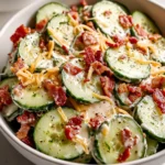 Creamy Cucumber Salad with Bacon and Cheese