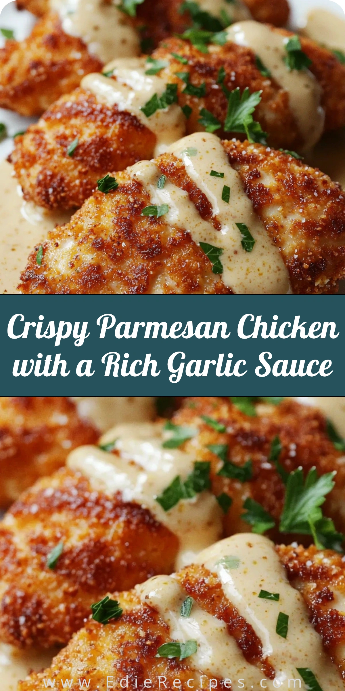 Crispy Parmesan Chicken with a Rich Garlic Sauce