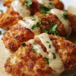 Crispy Parmesan Chicken with a Rich Garlic Sauce