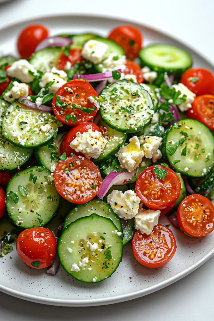 Cucumber Feta Salad with Lemon Vinaigrette