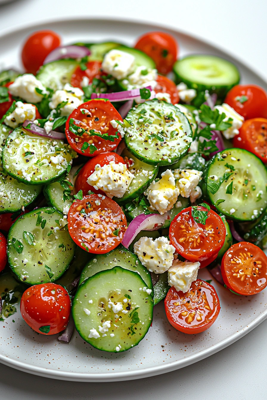 Cucumber Feta Salad with Lemon Vinaigrette