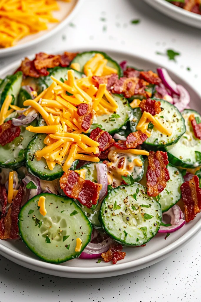 Cucumber Salad with Bacon and Cheese