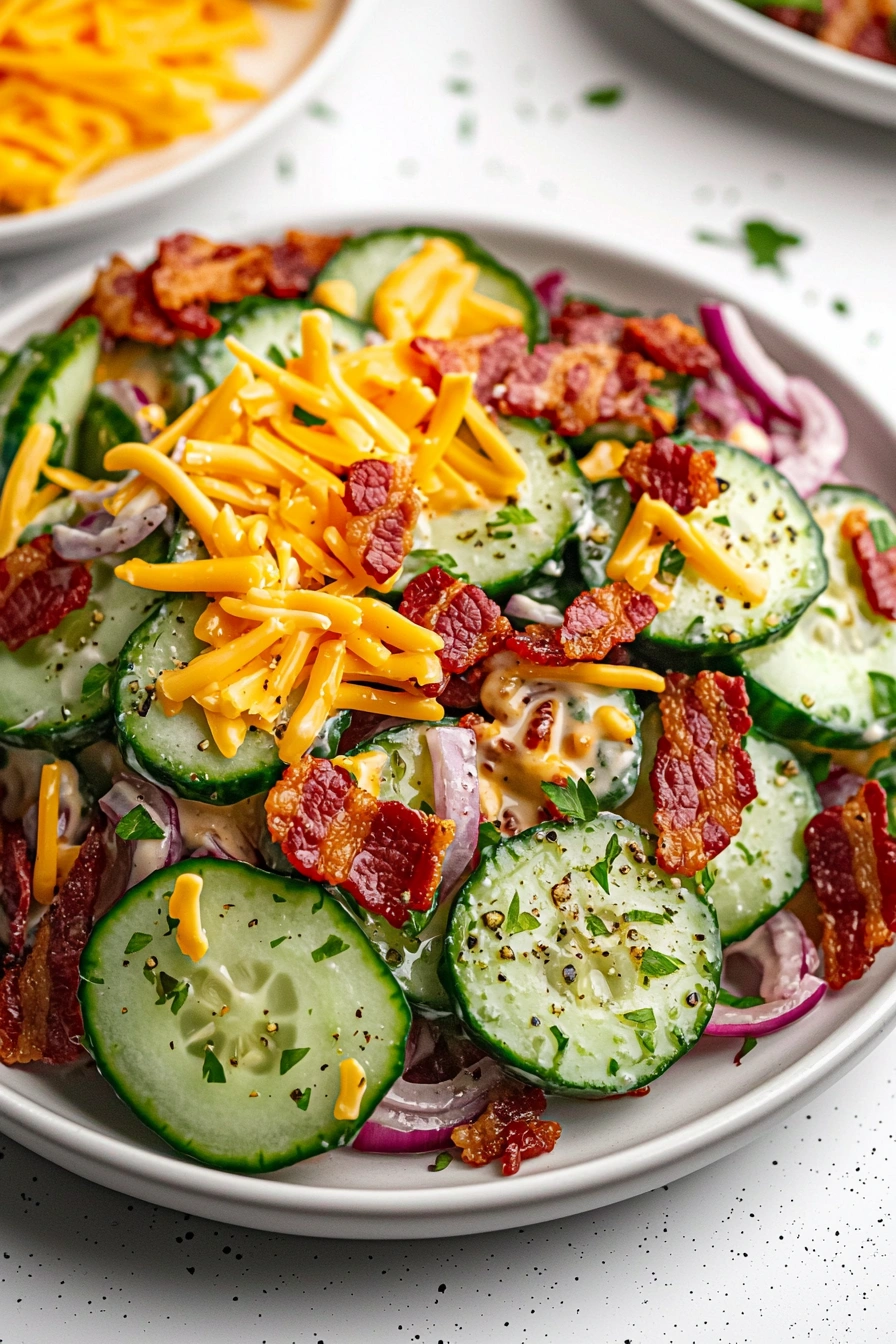 Cucumber Salad with Bacon and Cheese