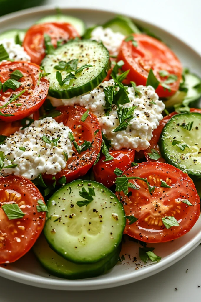 Cucumber Tomato Cottage Cheese Salad