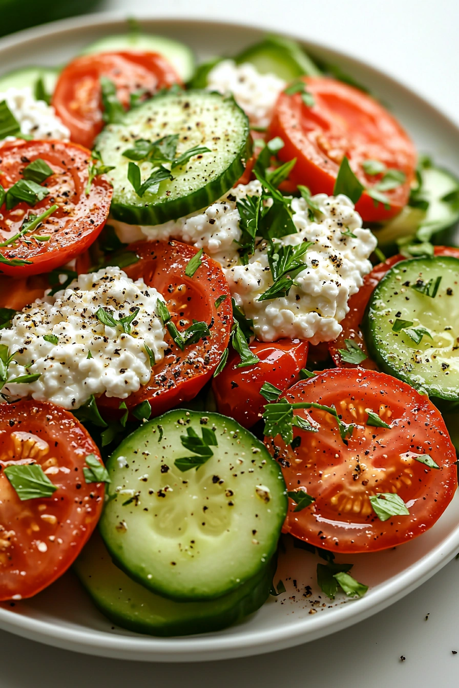 Cucumber Tomato Cottage Cheese Salad