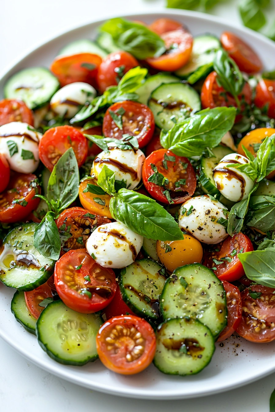 Easy Cucumber Caprese Salad