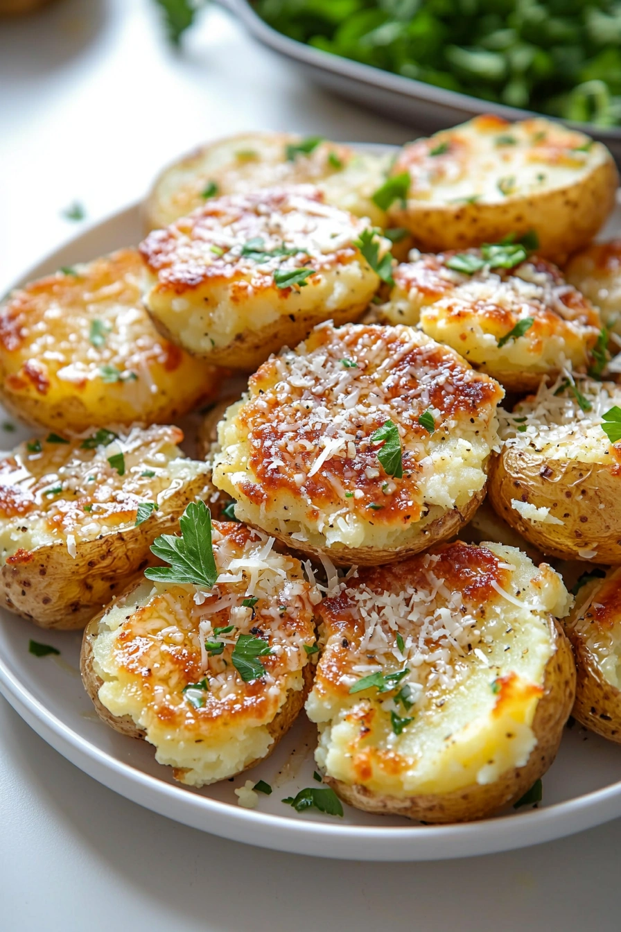 Garlic Parmesan Smashed Potatoes