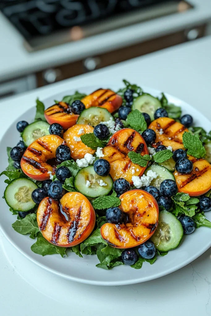 Grilled Peach Blueberry Salad
