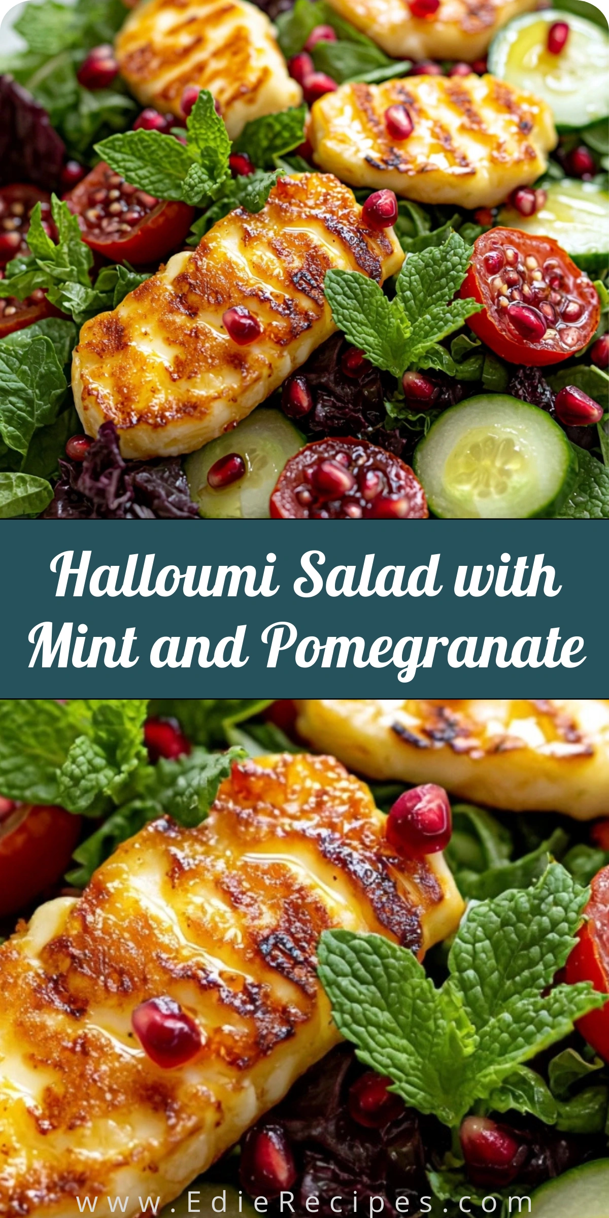 Halloumi Salad with Mint and Pomegranate