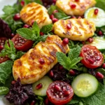 Halloumi Salad with Mint and Pomegranate