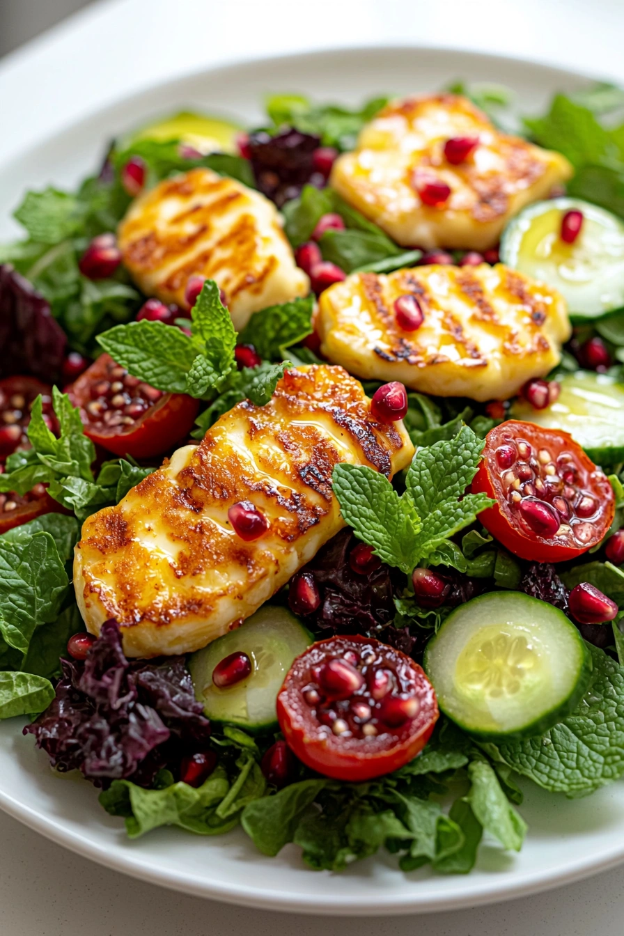 Halloumi Salad with Mint and Pomegranate