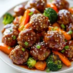 Korean BBQ Meatballs with Roasted Vegetables