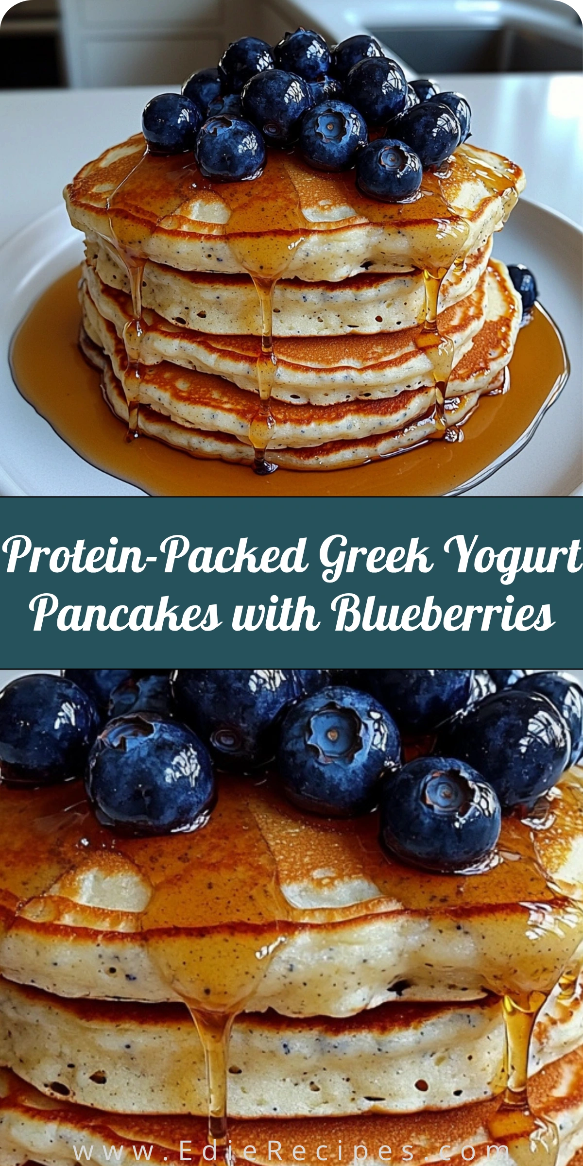 Protein-Packed Greek Yogurt Pancakes with Blueberries