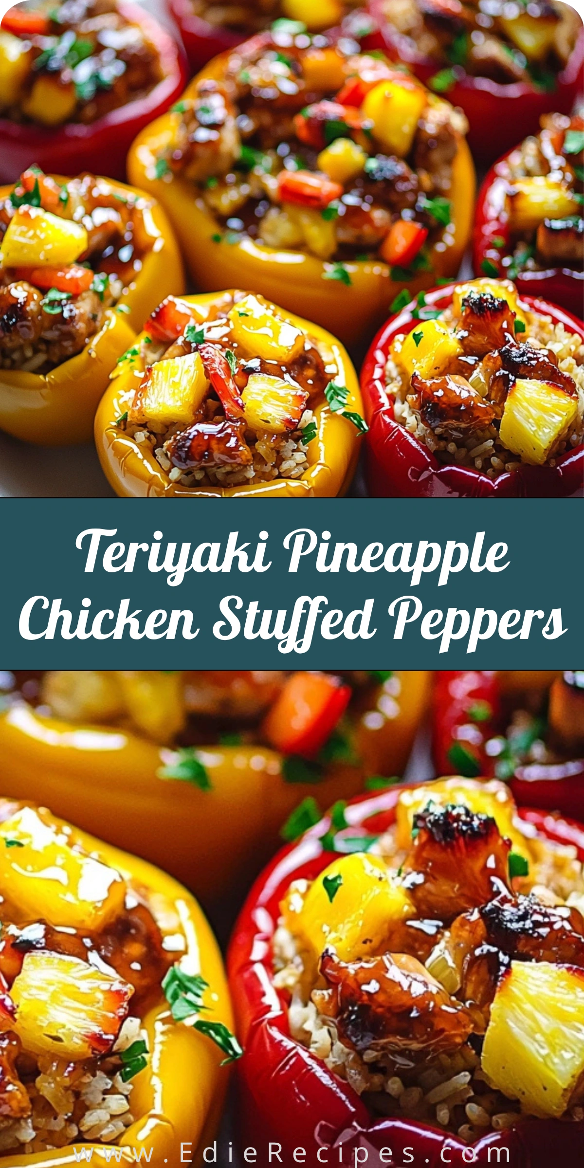 Teriyaki Pineapple Chicken Stuffed Peppers