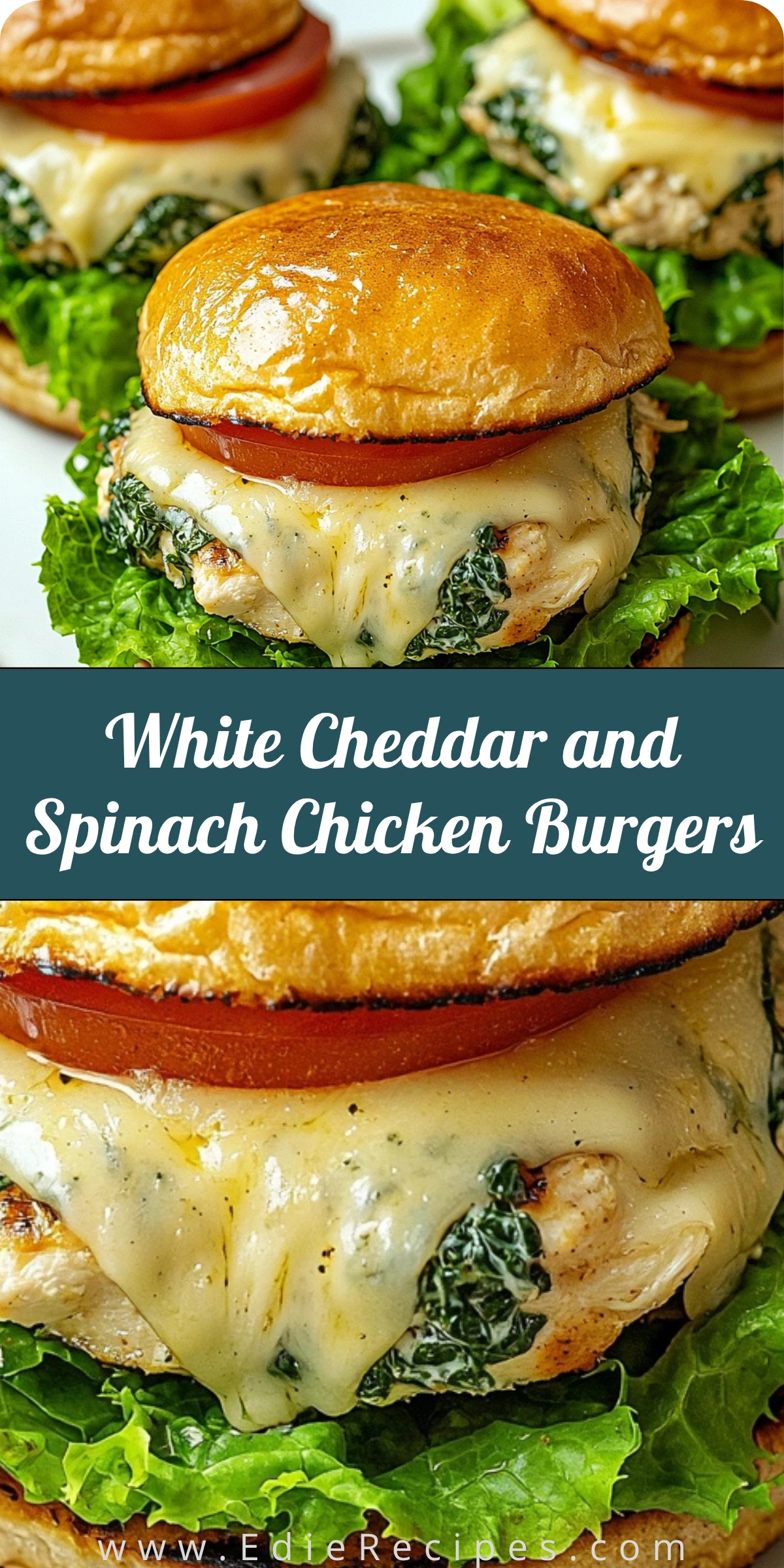 White Cheddar and Spinach Chicken Burgers