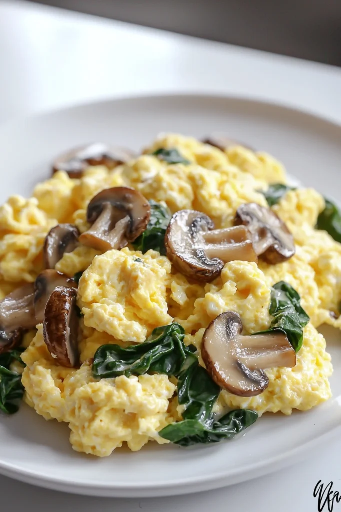 Mushroom Spinach Scrambled Eggs