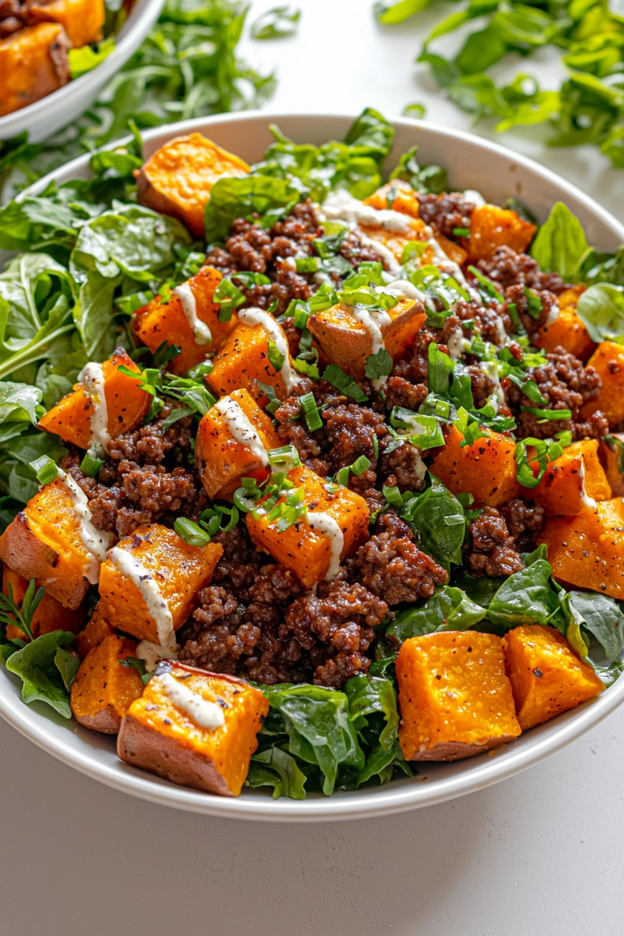 Spicy Ground Beef and Sweet Potato Bowl
