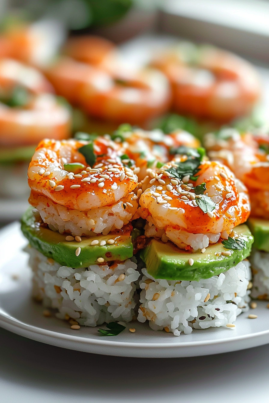 Spicy Shrimp Sushi Stacks