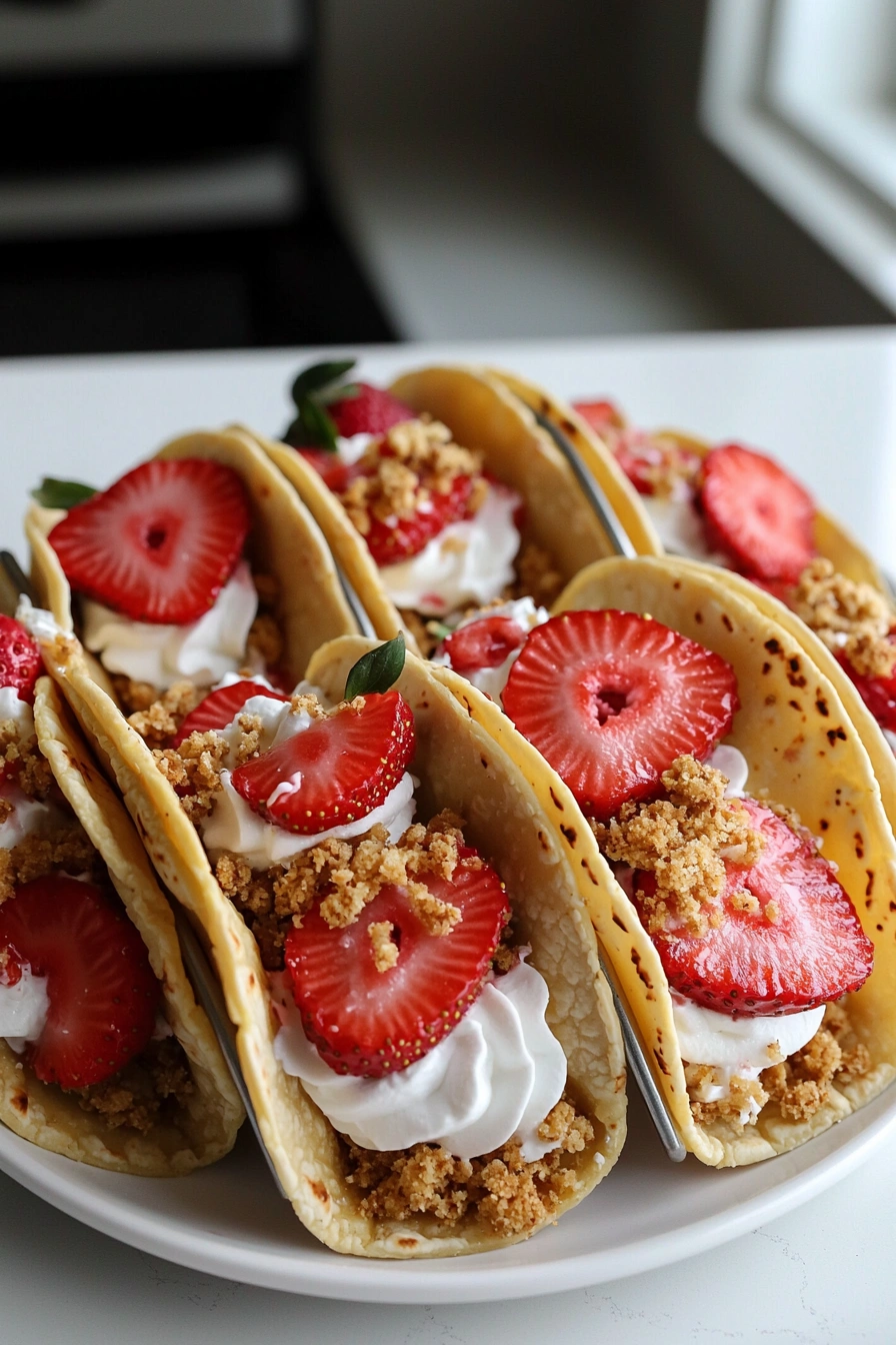 Strawberry Crunch Cheesecake Tacos